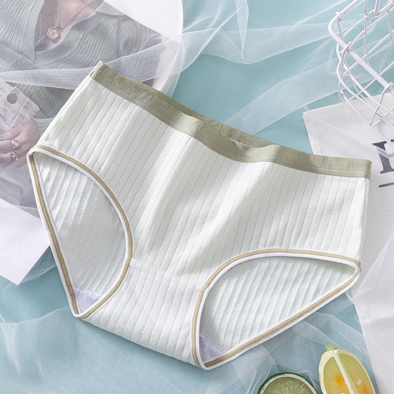 Japonés simple Niñas Ropa interior primavera y verano delgada cintura media cadera algodón transpirable antibacteriano entrepierna ropa interior de mujer en stock