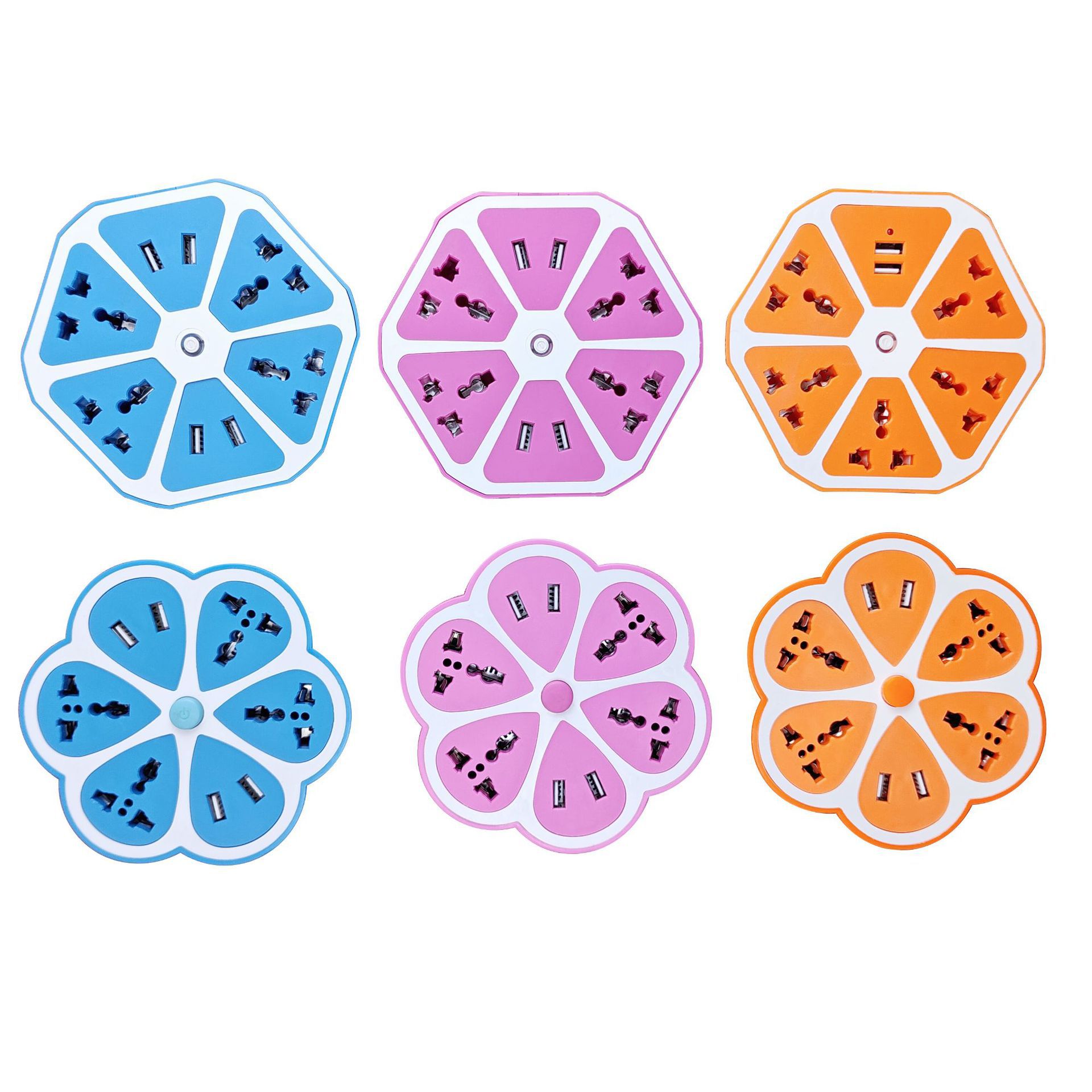 Creativa flor de ciruela USB caja de cartón de agujero universal con enchufe de cable fruta hexagonal redondo enchufe de fila africana al por mayor placa de enchufe
