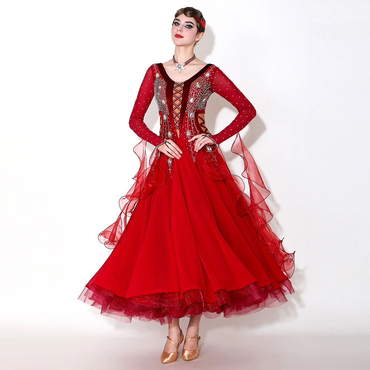 Романтический бальный танец! Классический современный танцевальный костюм для взрослых от Мэй Ю, модель MY925, платье для вальса со стразами.
