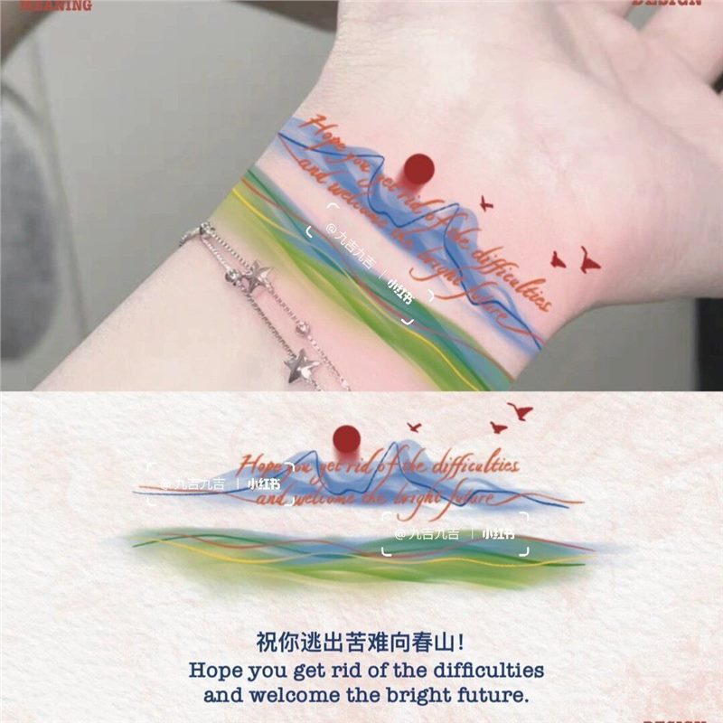Escape the Misery to Chunshan National Style Niche Color Wrist Tattoo Waterproof Trendy New Rose Fresh Women Escape the Misery to Chunshan National Style Niche Color Wrist Tattoo Waterproof Trendy New Rose Fresh Women