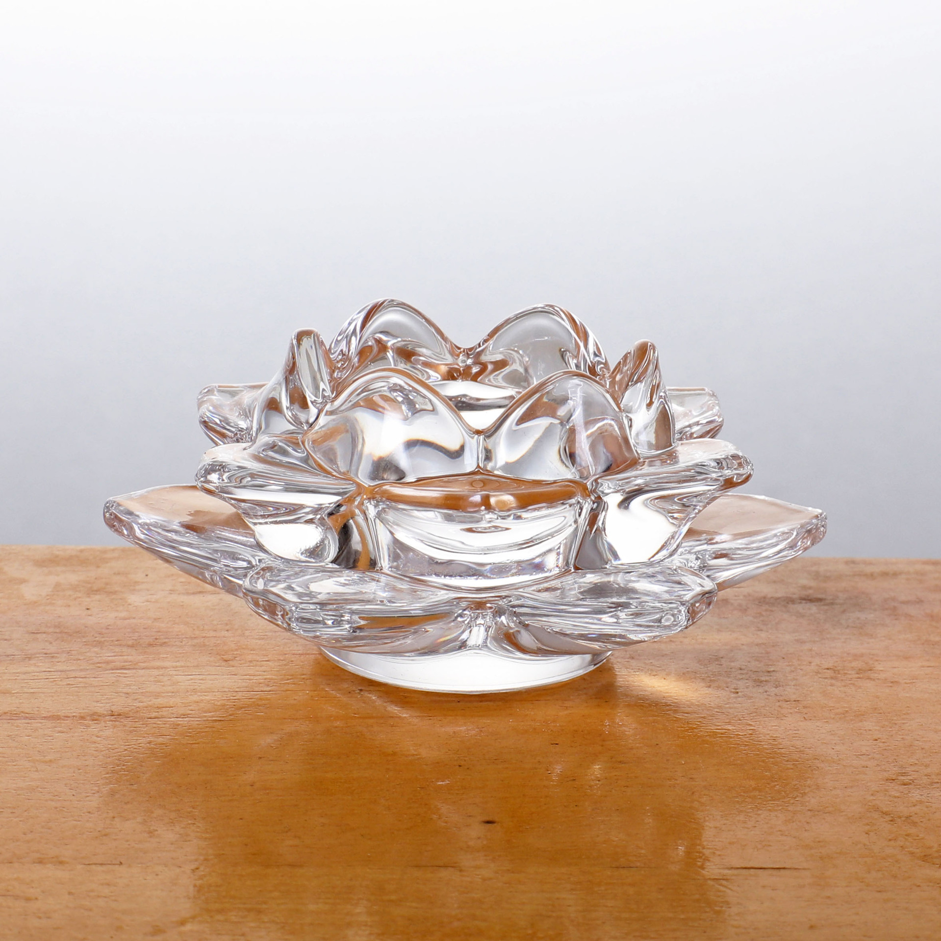 高白料水晶玻璃蓮花燭台香薰蠟台婚慶慶典彩色玻璃蠟燭底座擺件