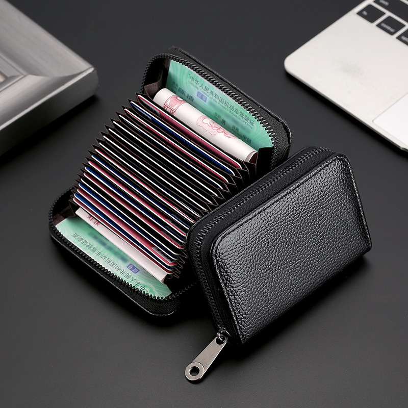 Tarjetero para hombre, gran capacidad, múltiples ranuras para tarjetas, tarjetero para mujer, anti-desmagnetización, integrado, exquisito, de alta gama, compacto.