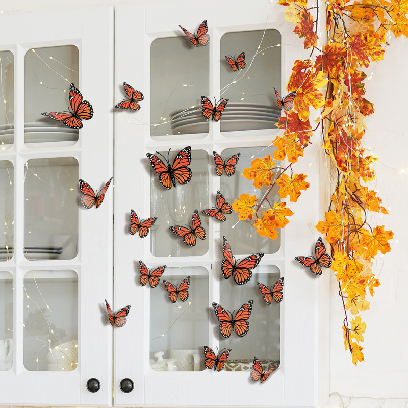 3d Orange black butterfly pack of 12 living room bedroom home background decoration wall PVC decoration simulation 3d Orange black butterfly pack of 12 living room bedroom home background decoration wall PVC decoration simulation