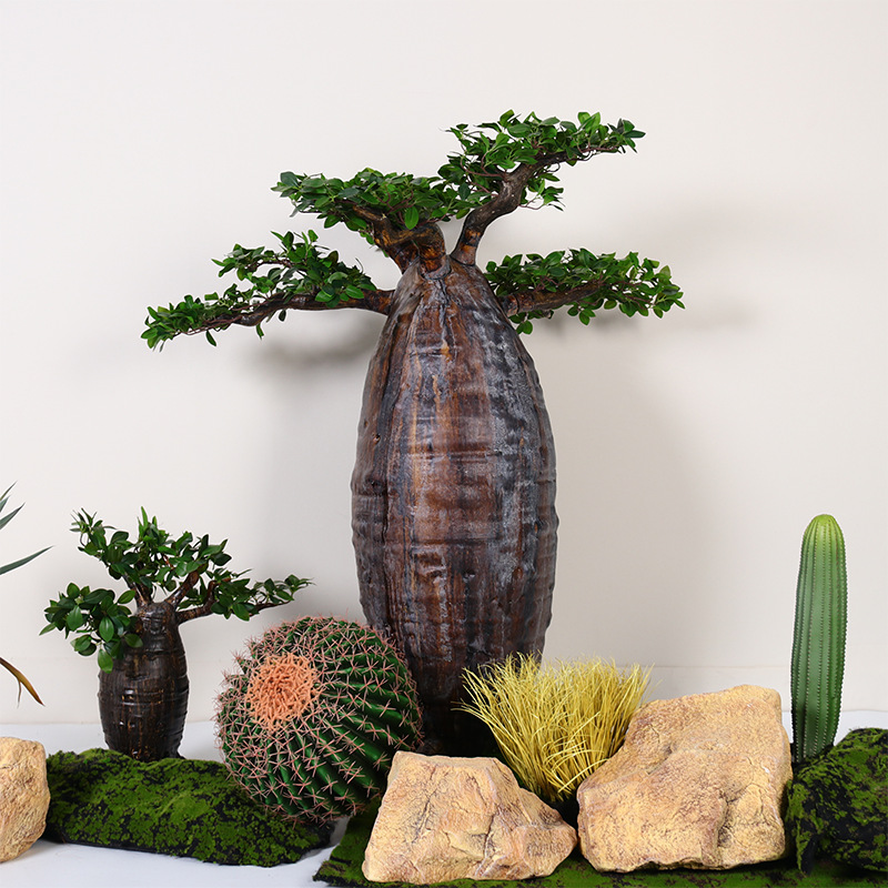 Simulación de plantas verdes, baobab en maceta, árbol falso artificial, decoración de piso grande, decoración de paisaje, planta de desierto tropical