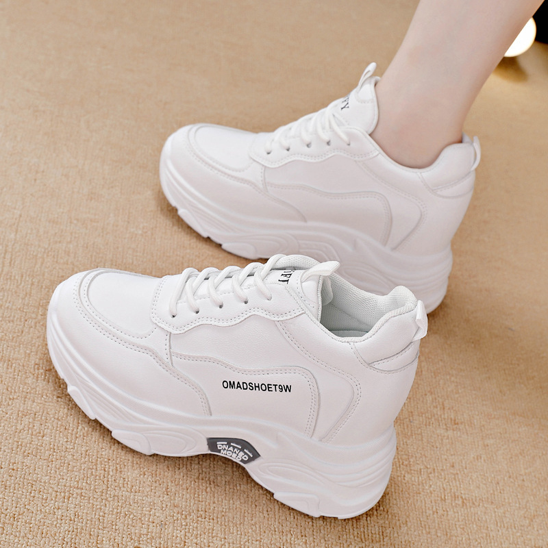 Aumentar la altura interior de los zapatos de primavera y otoño de las mujeres nuevas zapatillas deportivas casuales transpirables para mujeres
