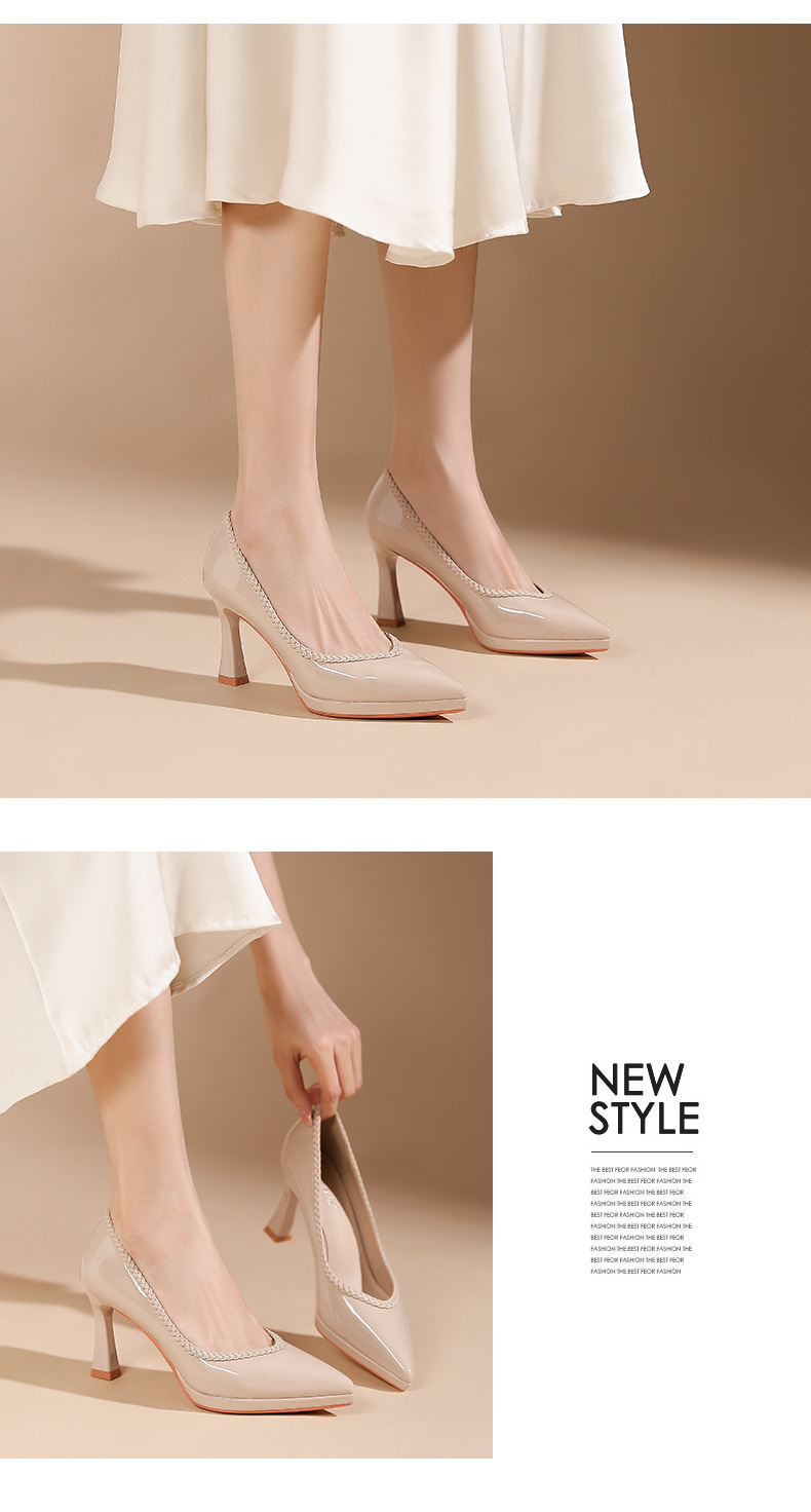 Giày cao gót mũi nhọn nữ gót 10 cm, đế bệt chống nước, màu nude — Màu nude - 10CM chi tiết 4