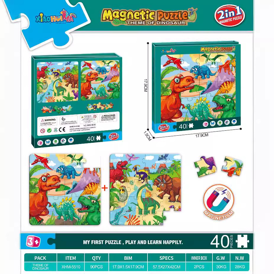 Cross-Border Hot-Selling DIY Educational Toys Magnetic Puzzle Versatile Drawing Board Dress-Up Game Intelligence Development Puzzle