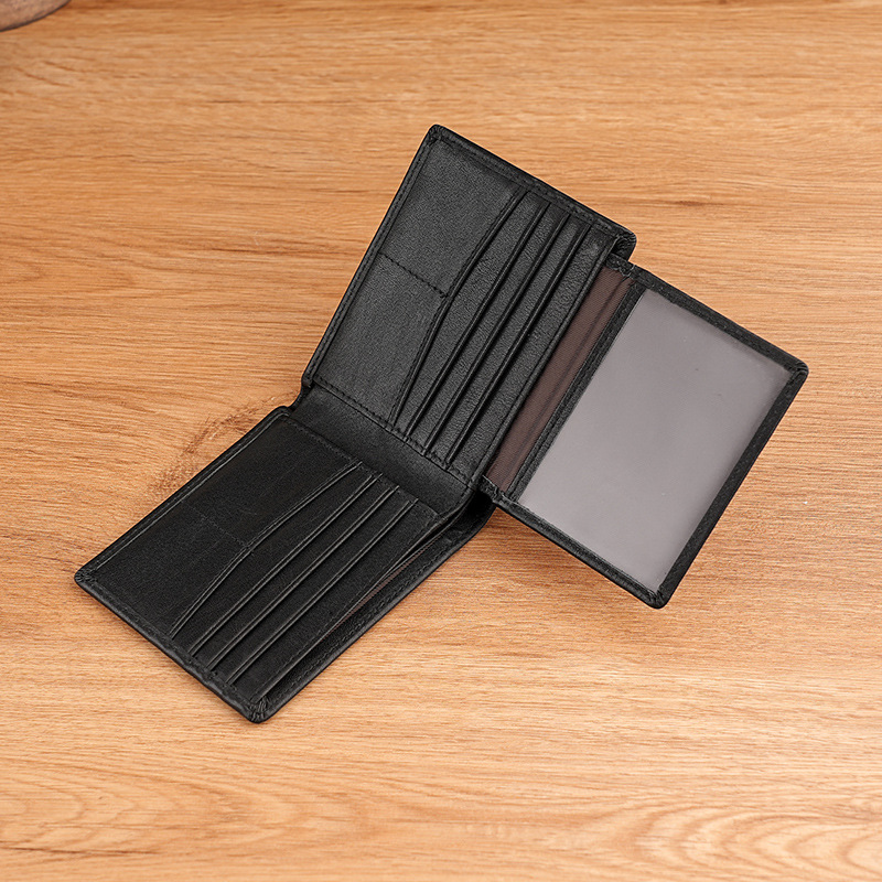 New men's wallet crazy horse leather leather Europe and the United States money clip RFID carbon fiber grain cowhide men's anti-magnetic card holder_voghion.com