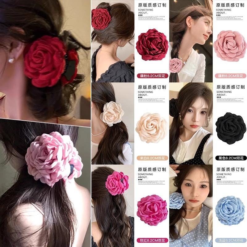 Nuevo Caro, el mismo clip de agarre de flores de rosas, nuevo clip de cabello de cabeza de alto nivel para mujeres, tocado de tiburón grande