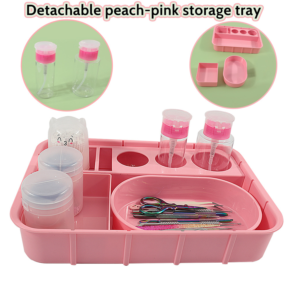 Nuevo juego de placa de trabajo rosa bandeja de joyería de acero inoxidable herramientas de uñas cosméticos bandeja de almacenamiento de metal
