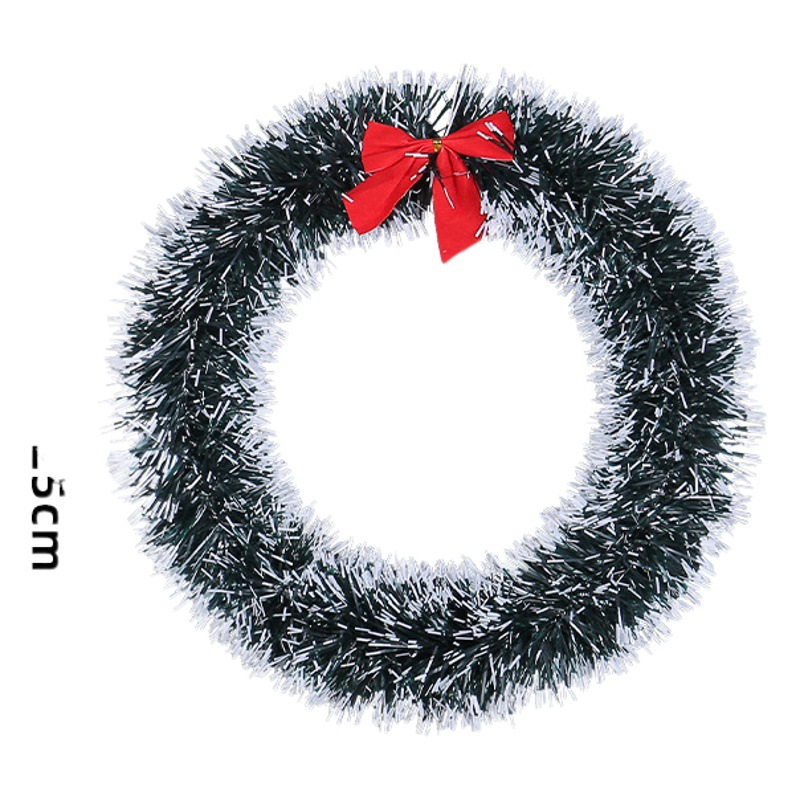 New Christmas bow wreath white green wool-wool iron ring door hanging courtyard window scene decorations wholesale