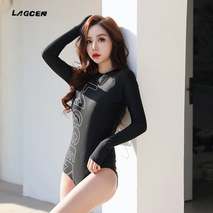 LAGCEN Long-Sleeved Women's Sunscreen and Belly-Covering Slimming Sexy Professional Diving Suit