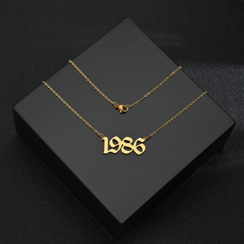 Cross-border  personalized titanium steel year necklace birthday number stainless steel necklace jewelry wholesale birthday gift