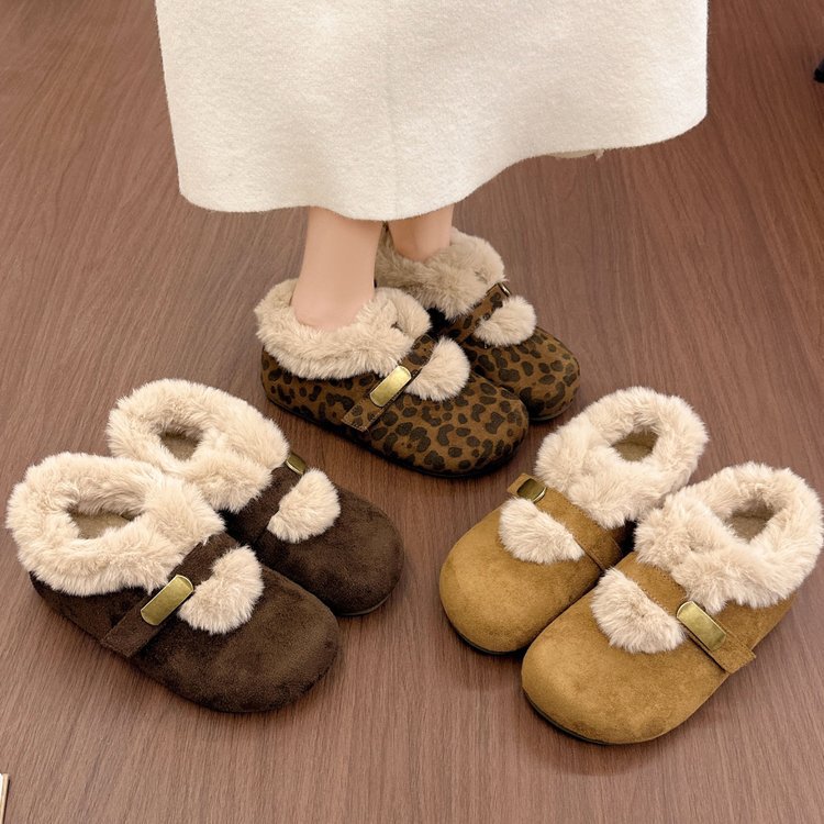 In Stock~ Women's Birkenstock-Style Plush Shoes with Hidden Height Increase, Full Coverage, 2026 Winter New Model, Genuine Leather, Velcro Snow Boots In Stock~ Women's Birkenstock-Style Plush Shoes with Hidden Height Increase, Full Coverage, 2026 Winter New Model, Genuine Leather, Velcro Snow Boots