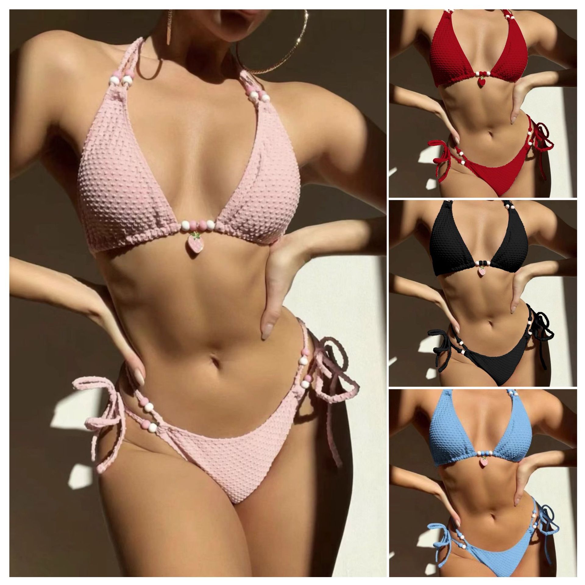 European and American Swimsuits for Women, High-End Sexy Bikinis, Cross-Border Foreign Trade Solid Color Women's Swimsuits, Amazon's Hottest Swimsuits