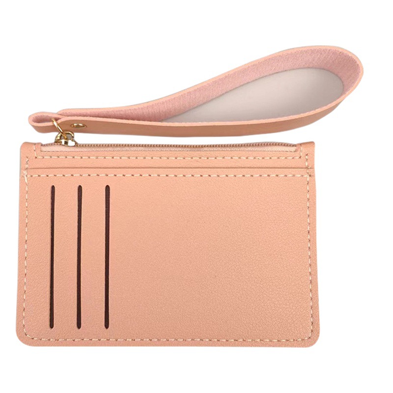 Women's Coin Ultra-Thin Card Holder with Zipper Pure Color Short Card Holder Driver's License Card Slot Factory Direct Sale