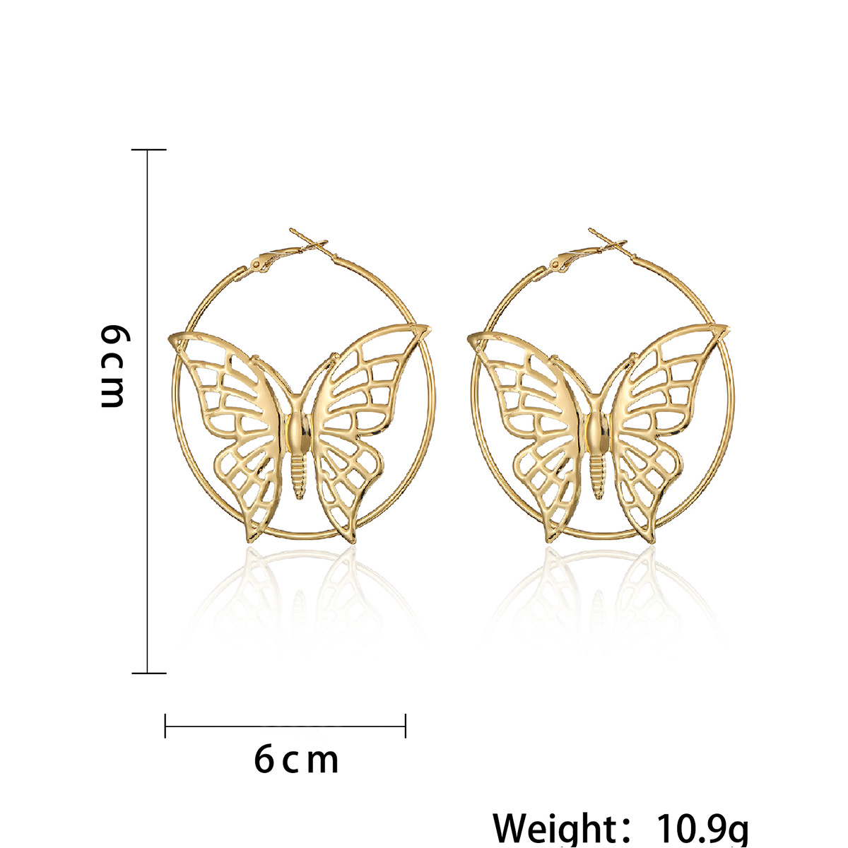 1 Pair Exaggerated Butterfly Hollow Out Metal Hoop Earrings display picture 1