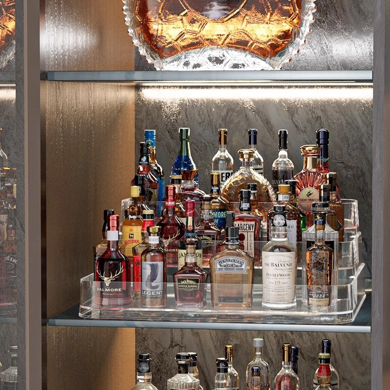 小酒物置棚階段式透明小瓶洋酒基調酒整理棚コンビニミニカクテル展示|undefined