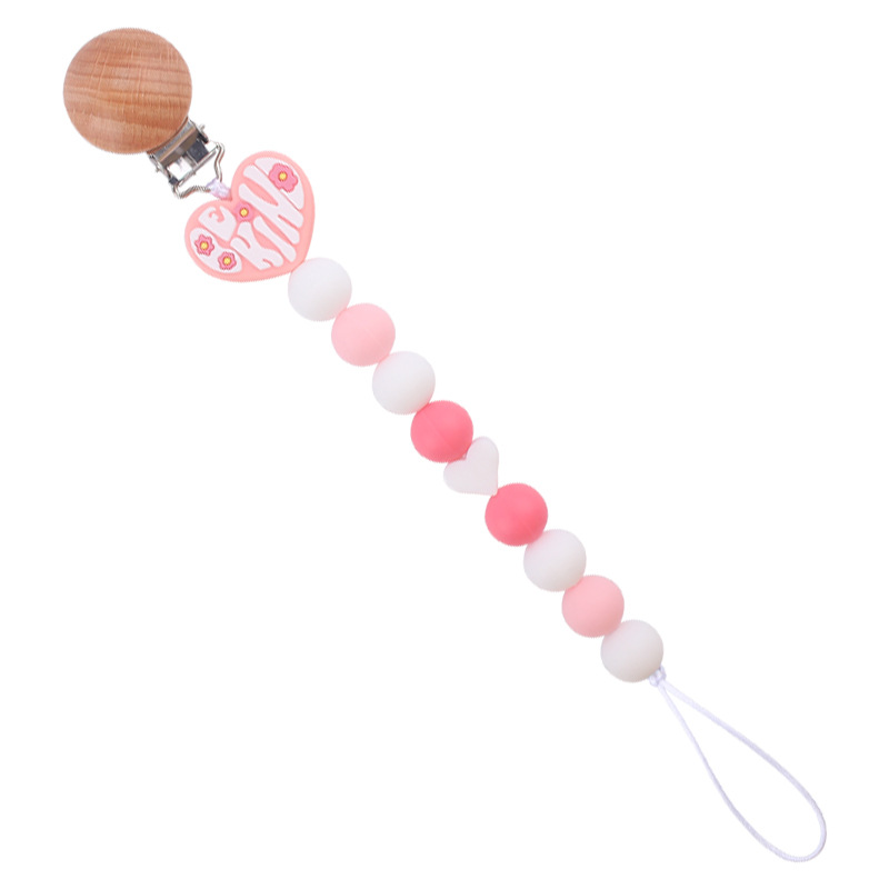 Nuevo bebé de dibujos animados amor mordedor bebé creativo DIY Pequeño amor de silicona mordedura Cadena de pezón cadena anti-caída