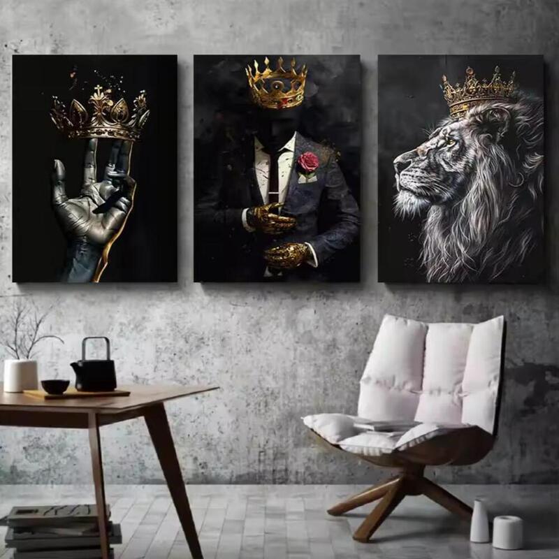Popular Foreign Trade Item: Black Lion Painting Wall Art Picture, Animal Canvas Print, Home Living Room Decorative Painting