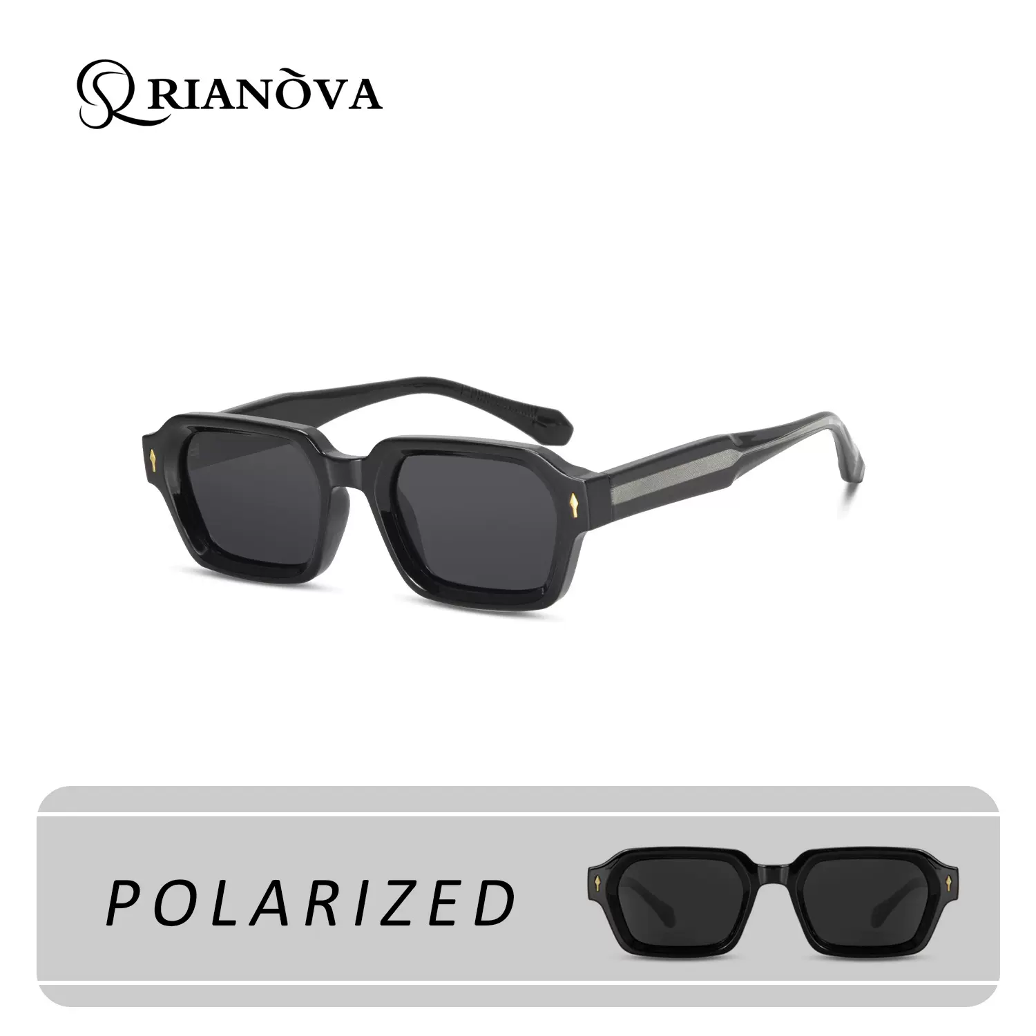 2025新款插针腿偏光太阳镜女时尚方框欧美墨镜户外出行遮阳镜9034