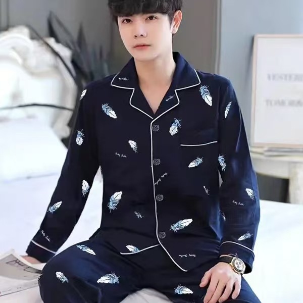 남성용 가디건 블루 페더