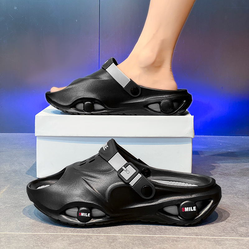 Zapatillas transfronterizas para hombres de verano antideslizantes dos para conducir con suela gruesa para el exterior de los deportes casuales juveniles sandalias de playa al aire libre