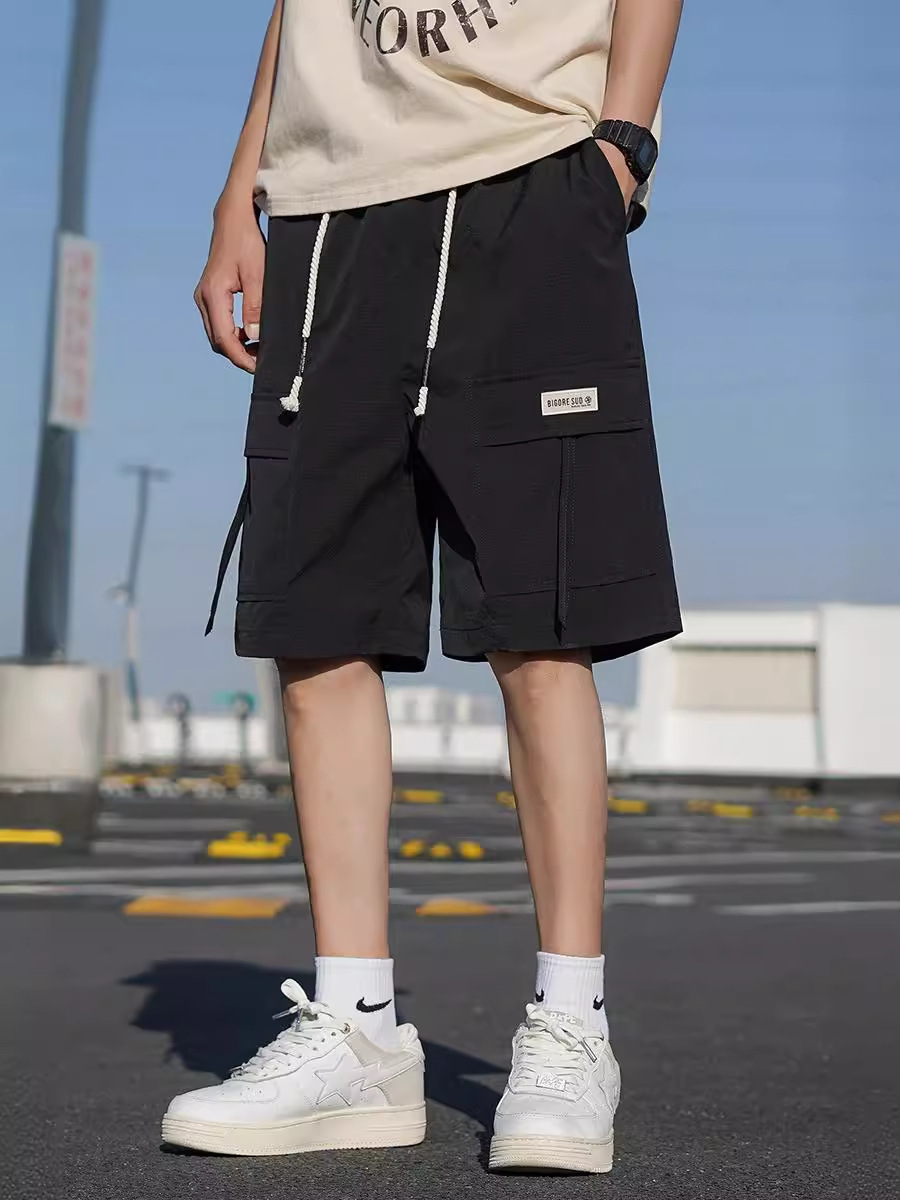 Pantalones cortos de trabajo de verano para hombres, pantalones de secado rápido de hielo, pantalones de tendencia, pantalones largos y casuales.