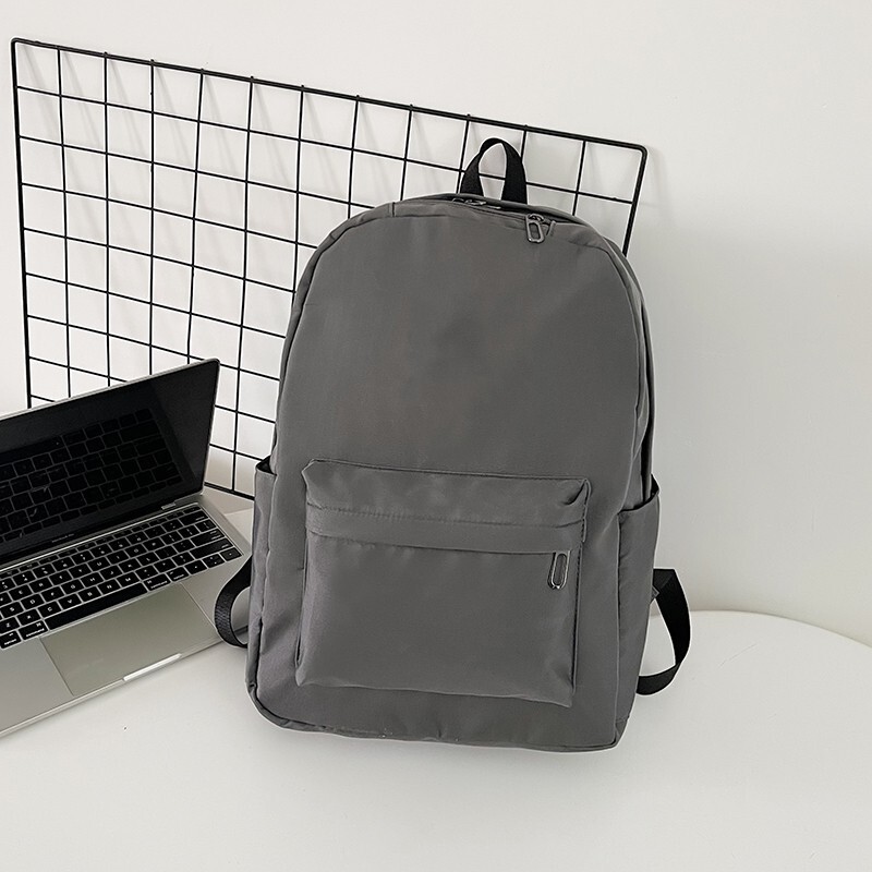 Fashionable Solid Color Double Backpack Large Capacity Simple Junior High School Student School Bag Versatile Candy Color Backpack