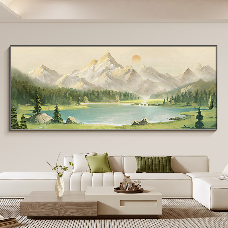 背靠金山客厅装饰画有山无水办公室沙发背景墙挂画轻奢高级感壁画|undefined