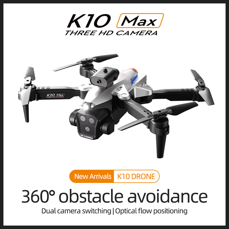 Cross-Border New Product K10 Max High-Definition Aerial Photography Drone with Obstacle Avoidance, Foldable Quadcopter, Optical Flow Remote Control Aircraft