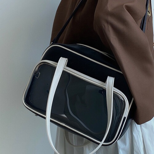 Square Fashion Tote Bag Women's 2024 New Soft Leather Large Capacity Shoulder Messenger Bag College Student Class Handbag