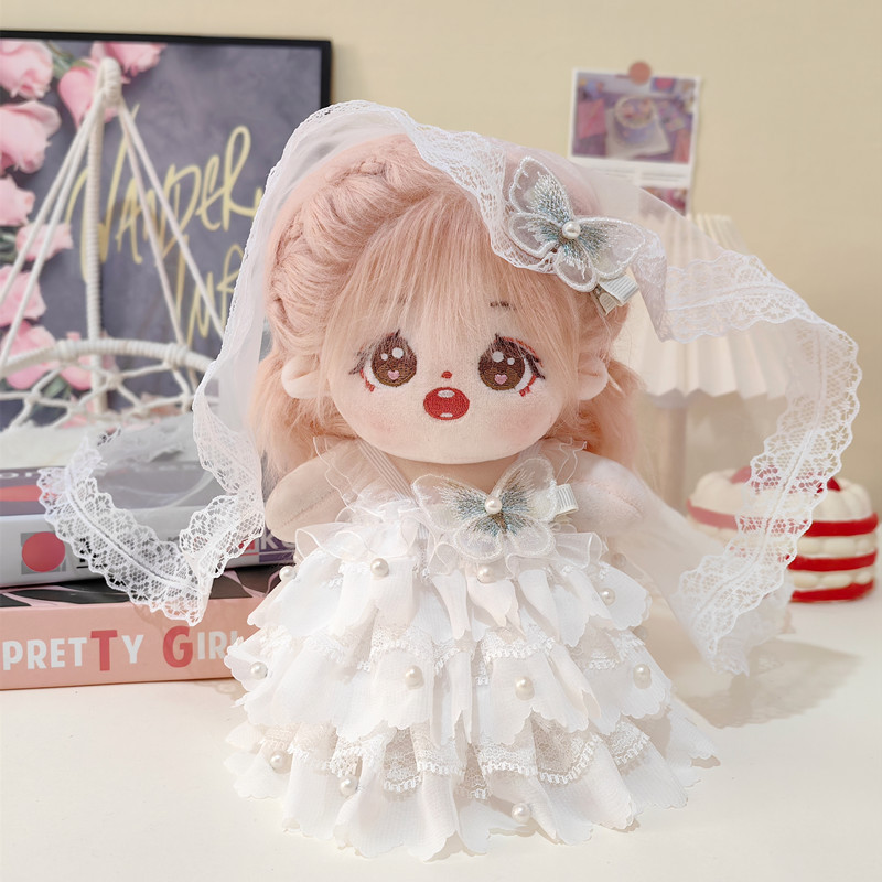 20cm Doll Wedding Dress Dress Cotton Doll Romantic White Dress Non-Attribute Doll Dress 20cm Doll Wedding Dress Dress Cotton Doll Romantic White Dress Non-Attribute Doll Dress