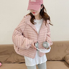 轻薄90白鸭绒羽绒服女2025年新款设计感蝙蝠袖百搭宽松连帽外套潮