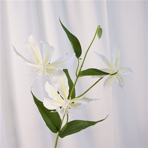 Simulated flower Gloria flame lily single branch fake flower home decoration flower arrangement ornaments wedding landscaping photography props