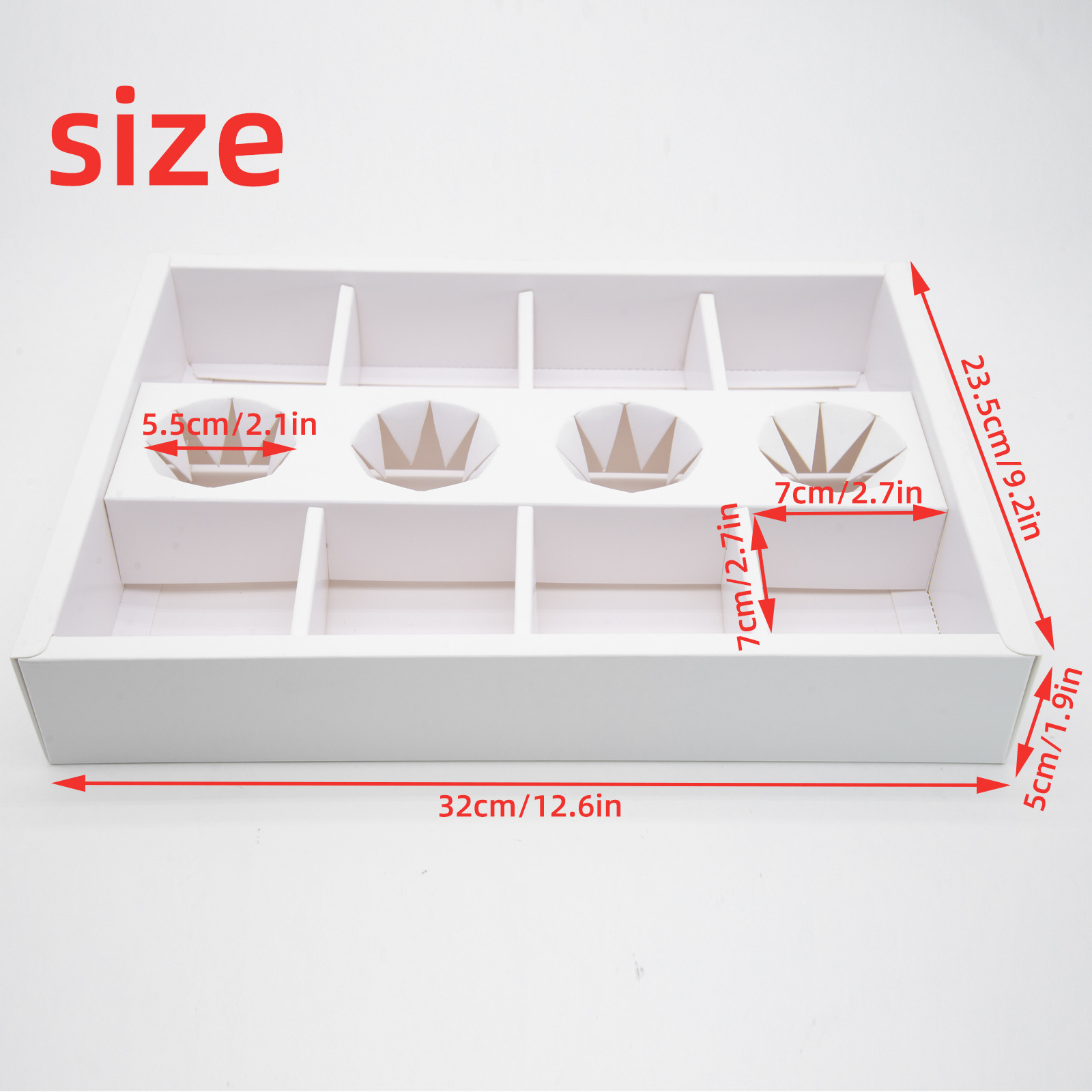 판지/골판지, 흰색 8칸(뚜껑 포함)