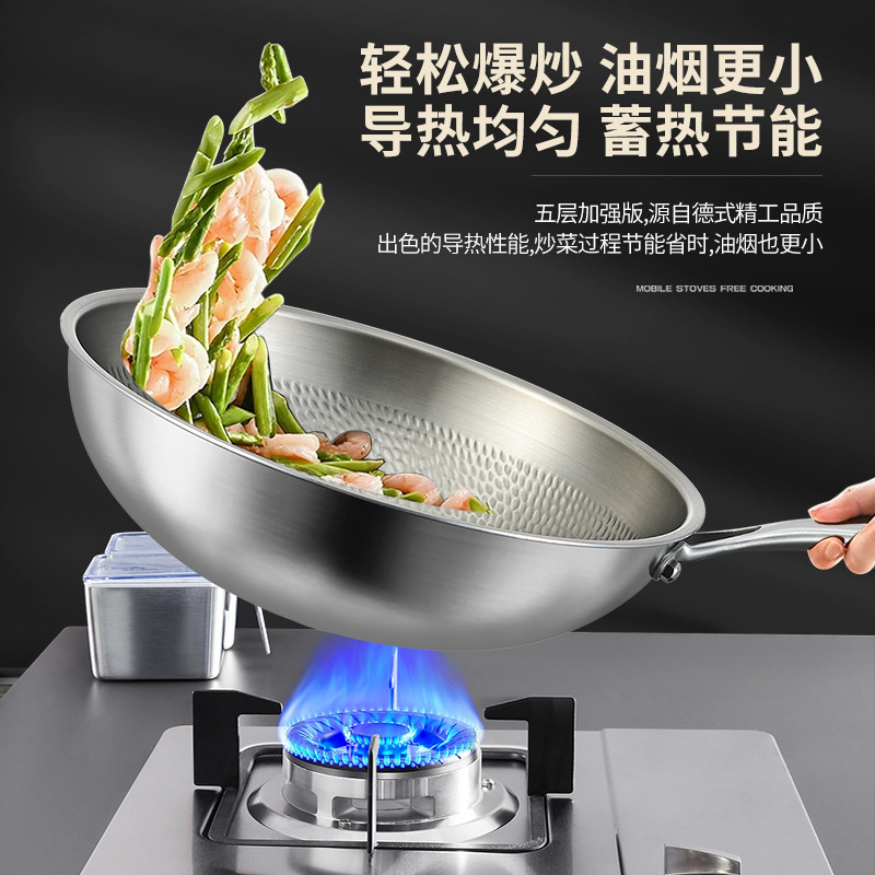 Clang Olla de titanio Cocina de inducción cóncava Olla antiadherente para el hogar sin recubrimiento Olla de fondo redondo de titanio puro Olla de cocina a gas