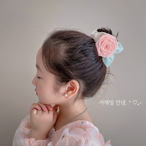 New chiffon temperament flower children's hair tie parent-child satin large intestine ring hair rope headband