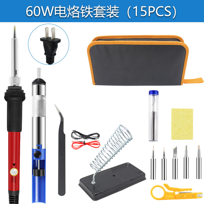 Soldador Eléctrico de Temperatura Ajustable Transfronterizo de 60W, Pluma de Soldar para Reparaciones Domésticas, Estándar Europeo 220V, Kit de Herramientas de Soldadura