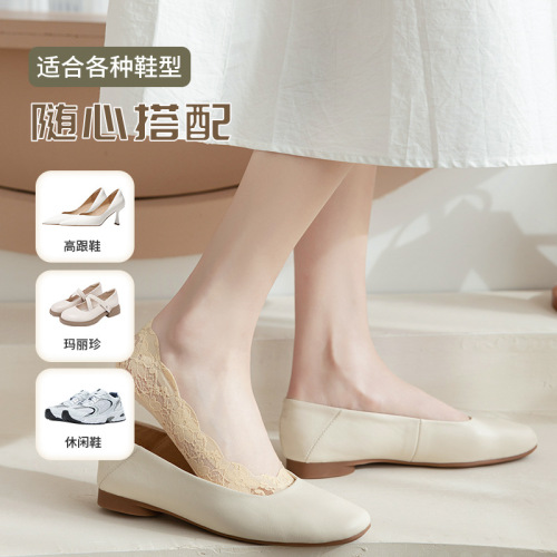 New 2024 Summer Strappy Slip-Resistant Silicone Non-Slip No-Slip Edge Lined Breathable Invisible Socks Zhuji Socks