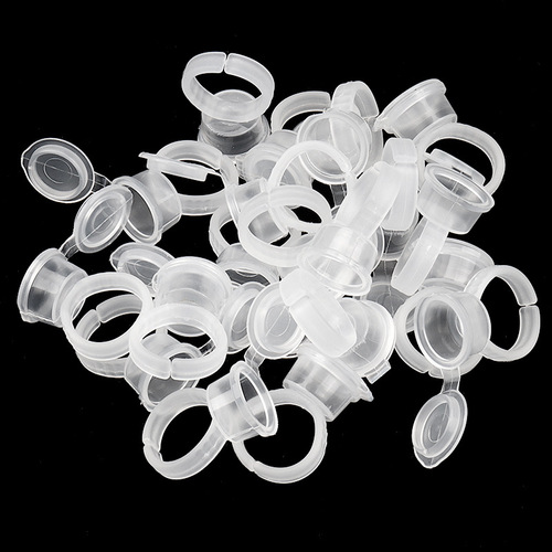 Wholesale eyelash grafting glue cup, flip-top color material embroidery ring cup, 50/bag OPP bag packaging