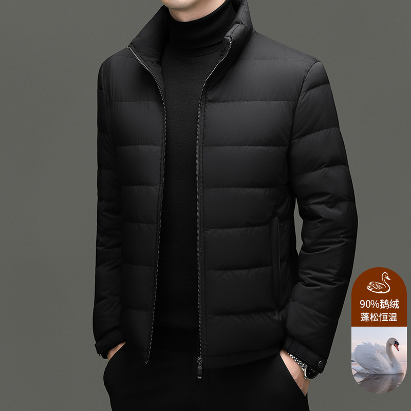 Men's 90 White Goose down Jacket Stand Collar Thickened Fluffy Goose down Coat Top Autumn Winter Warm Cold-Proof Men's Outerwear