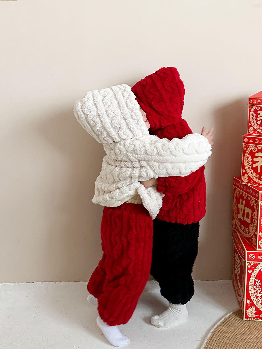 Weimu pijamas para niños traje de invierno ropa de franela engrosada forrada de lana acolchada Bebé Ropa anual Niñas Casa