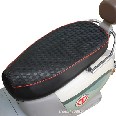 Electric Vehicle Cushion Cover Waterproof Sunscreen Motorcycle Seat Cover Leather Cover Heat Insulation Cushion Cover All Surrounded All Seasons Universal (Electric car cushion) - black-diamond-grid-thick-leather-large-size