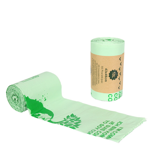 Amazon PLA corn starch biodegradable garbage bag kitchen household compostable flat mouth garbage bag