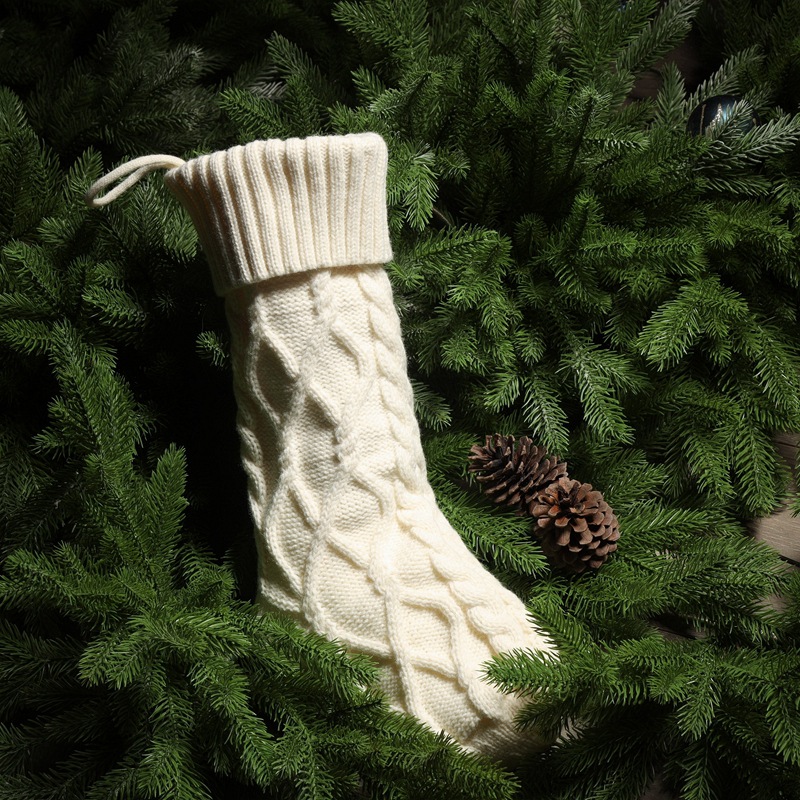 Forniture per ciondoli decorativi in filato da regalo fai da te lavorate a maglia, grande sacchetto per caramelle, doppio set di calzini di Natale a forma di diamante_voghion.com