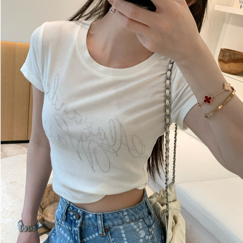 260g rayon [Da Wang Zuan Zuan T] short-sleeved t-shirt for petite women, white wool, summer base shirt