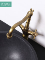 OD59批發陽光品玉 仿古水龍頭冷熱台上盆全銅復古 歐式加高面盆龍