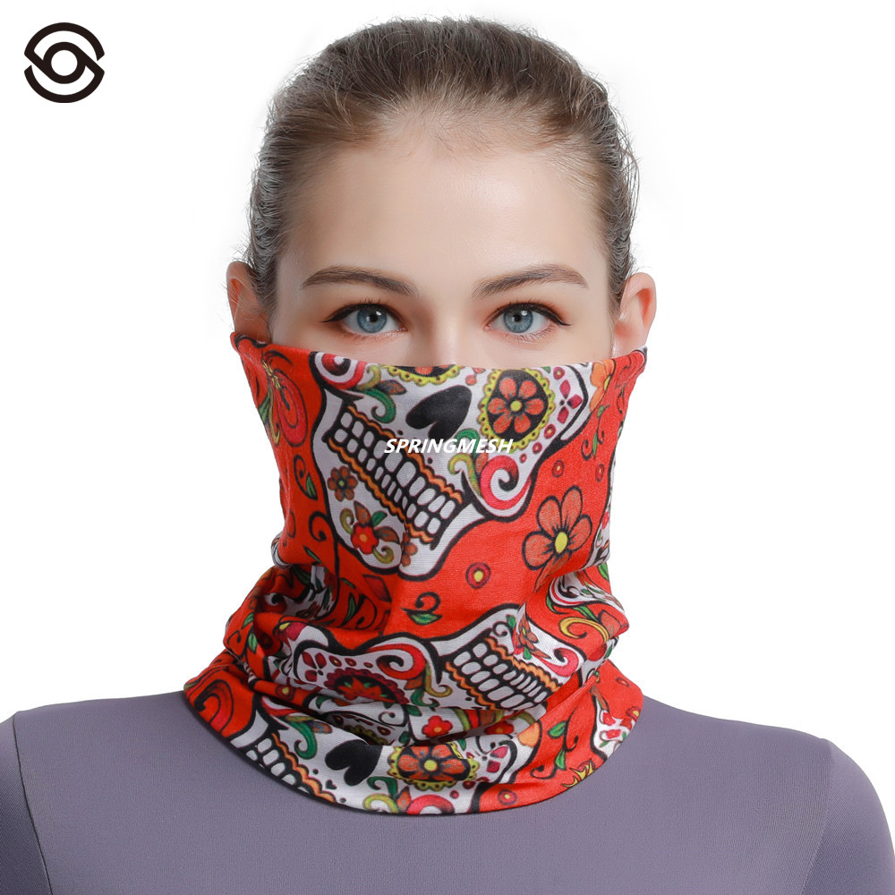 Sun Protection Face Mask with Ear Loops, Cycling Face Cover, Motorcycle Neck Gaiter, Skull Design, Fishing, Unisex