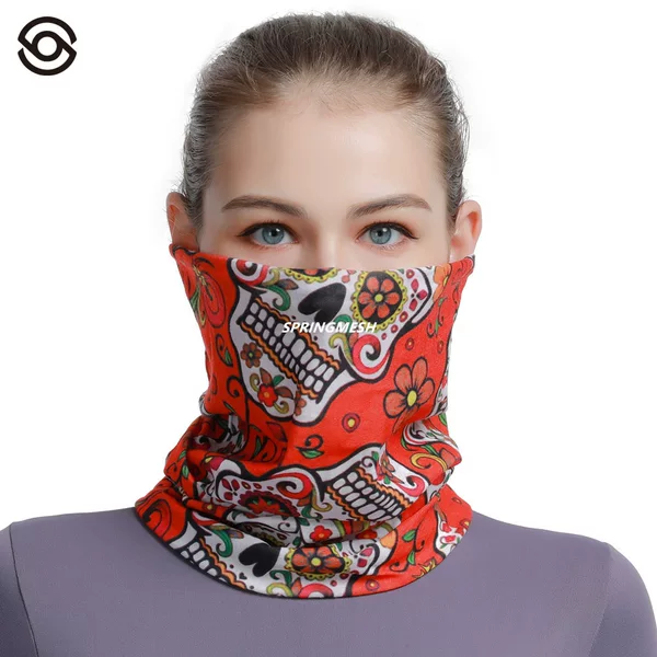 Sun Protection Face Mask with Ear Loops, Cycling Face Cover, Motorcycle Neck Gaiter, Skull Design, Fishing, Unisex